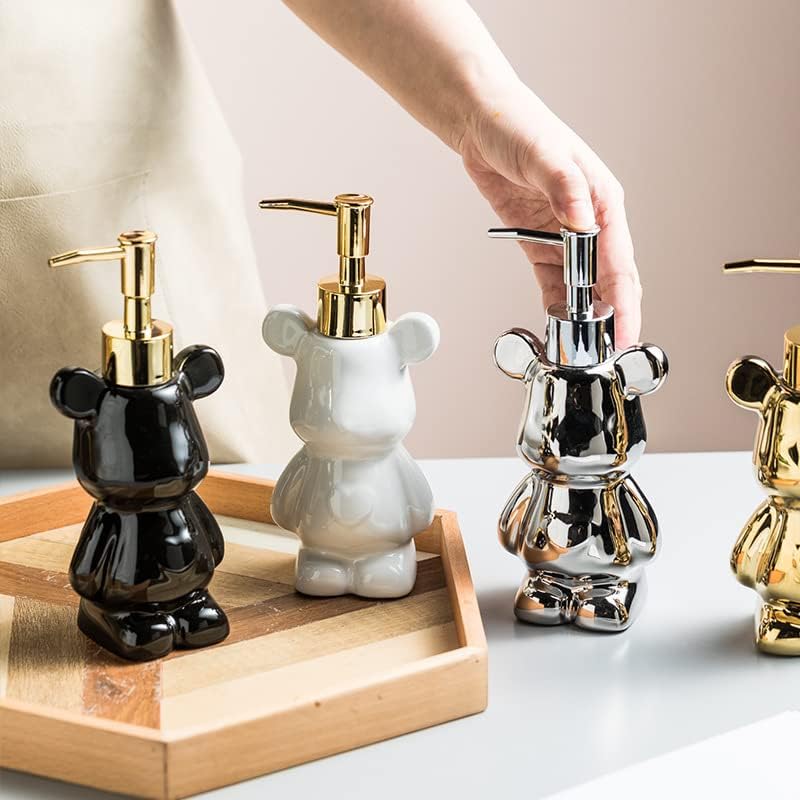 Cute Bear-Shaped Ceramic Soap Dispenser Black 1