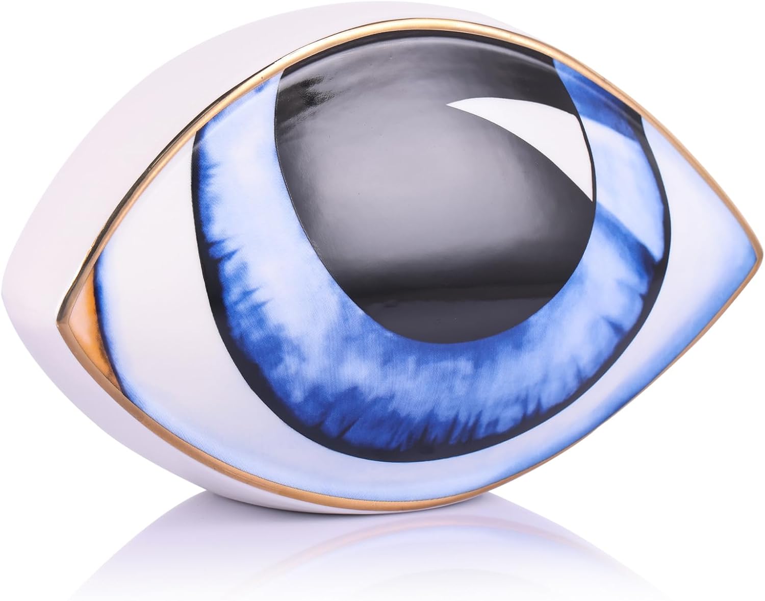Blue Ceramic Eye Sculpture Modern Decor