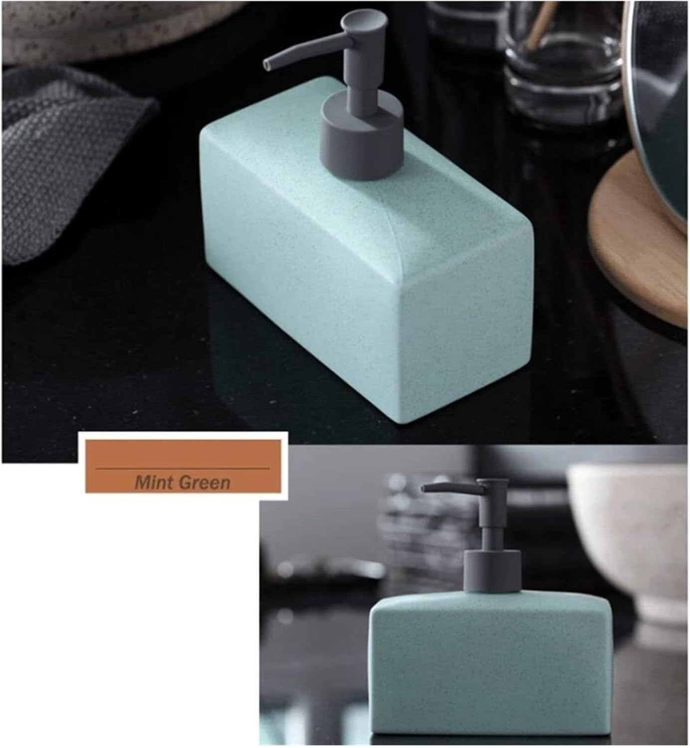 Square Soap Dispenser with 500ml Capacity - Ceramic Glass