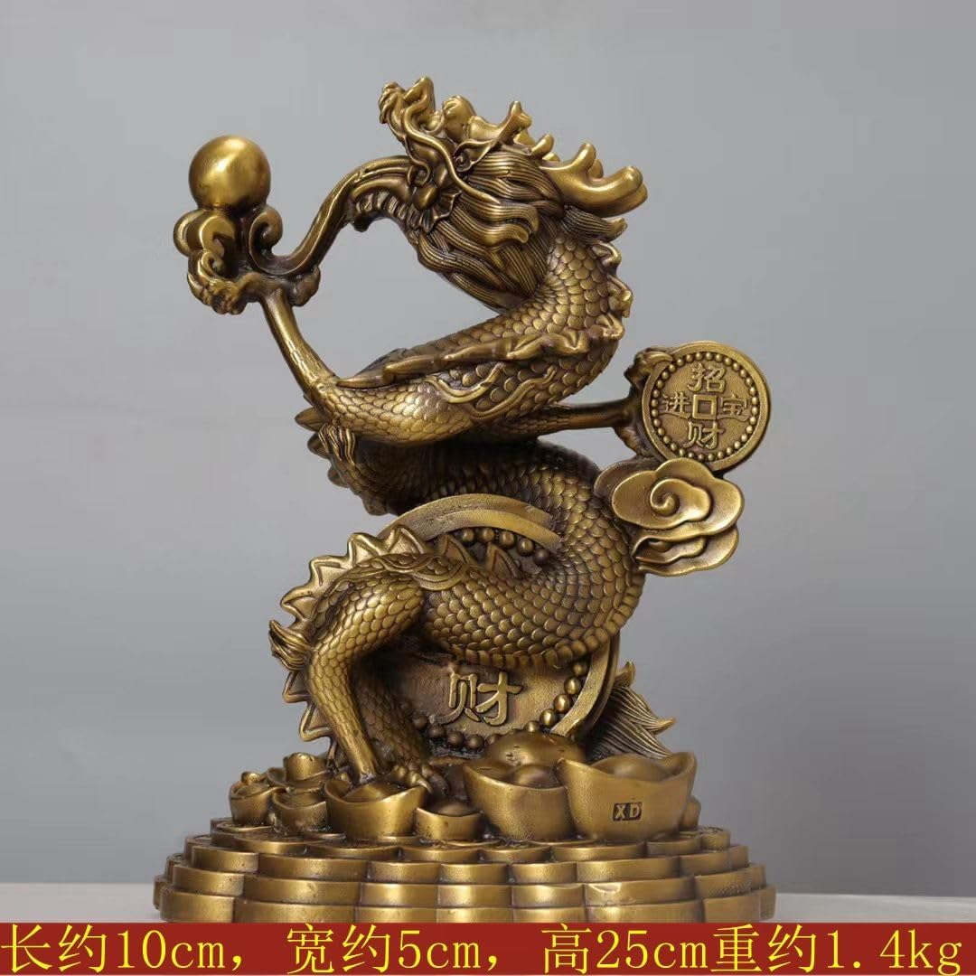 Ecqizer Wealth Dragon Feng Shui Decor Statue 1