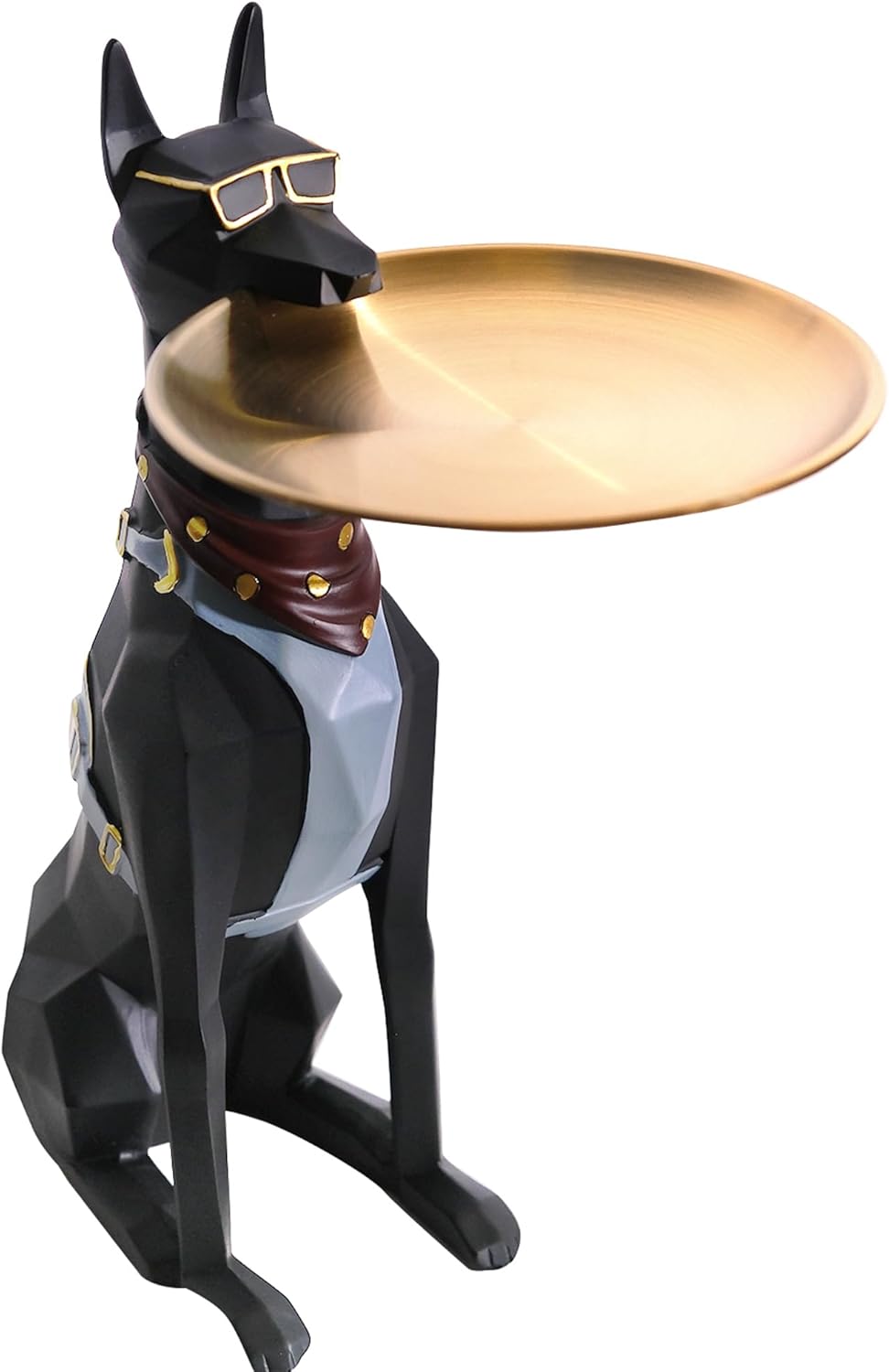 Large Modern Standing Dog Statue with End Table Tray