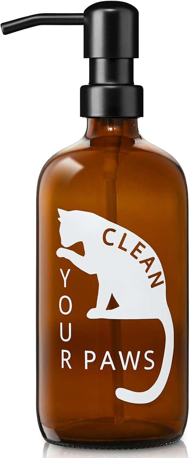 Glass Cat Soap Dispenser 17 oz with 304 Stainless Steel Pump