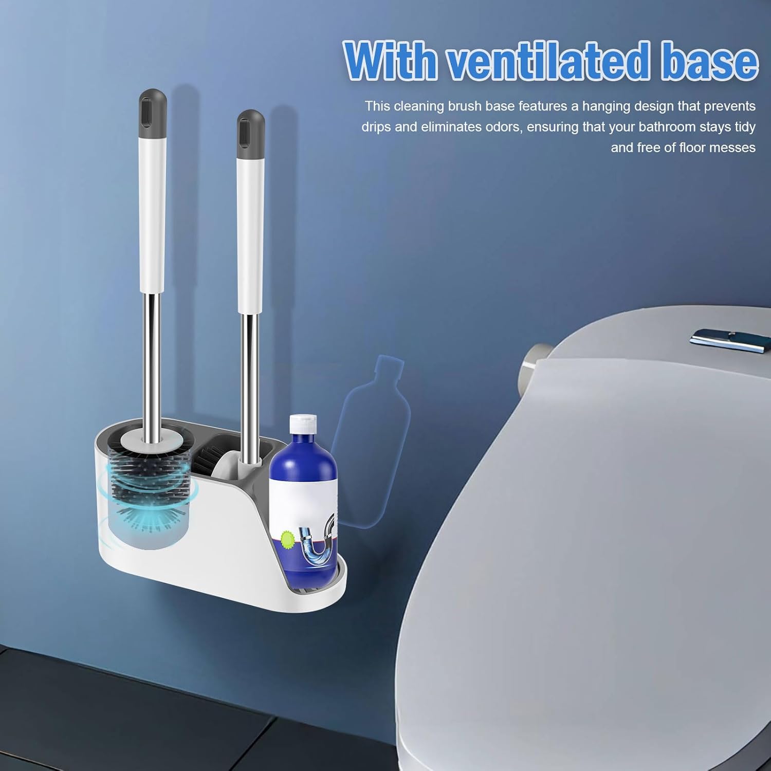 ZFLYCANP Deep Cleaning Toilet Brush Set with Holder