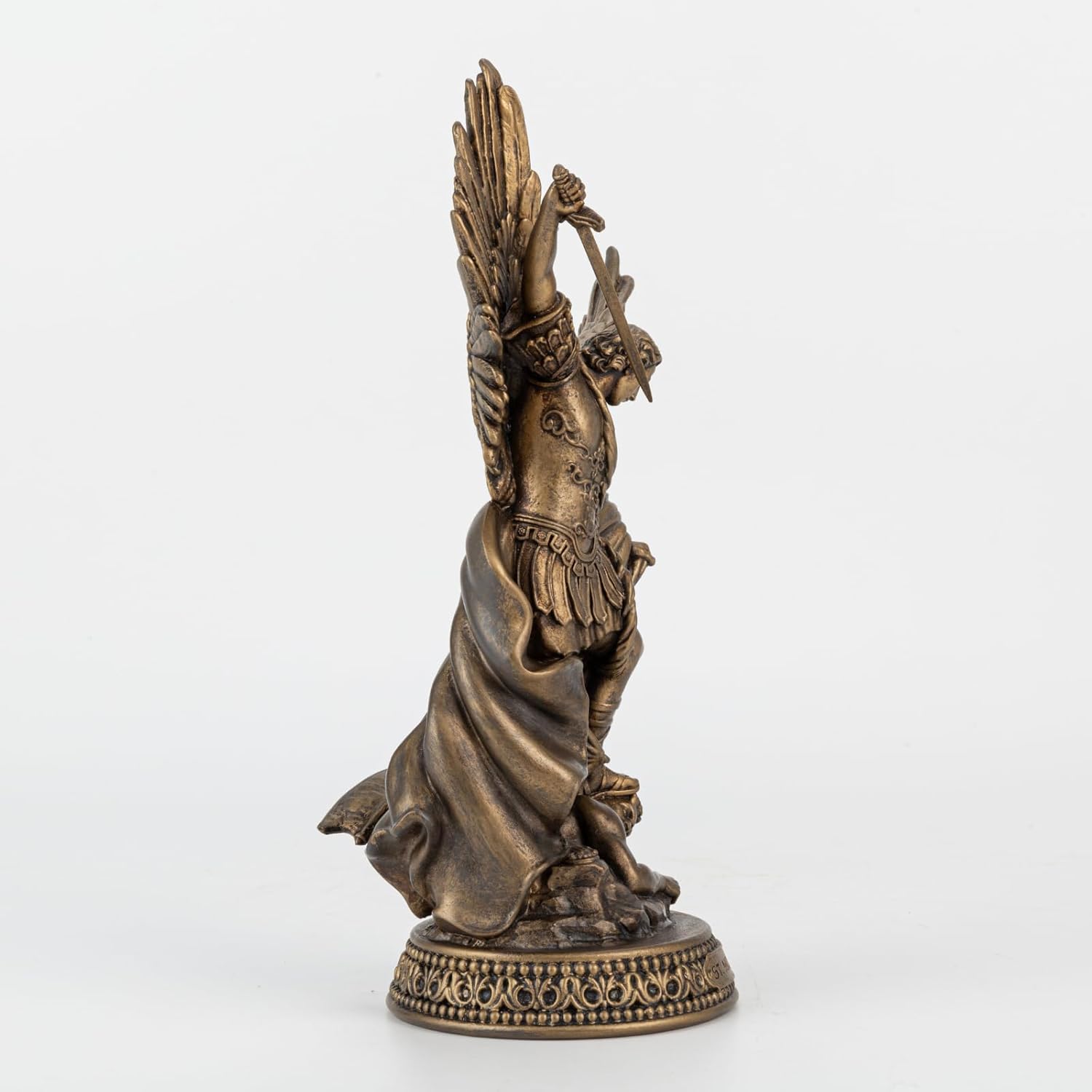 8 H Saint Michael Black Bronze Statue Religious Protection Sculpture