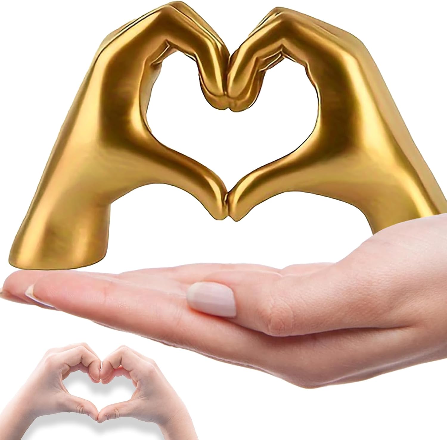 Gold Heart Hands Sculpture Decor for Modern Homes
