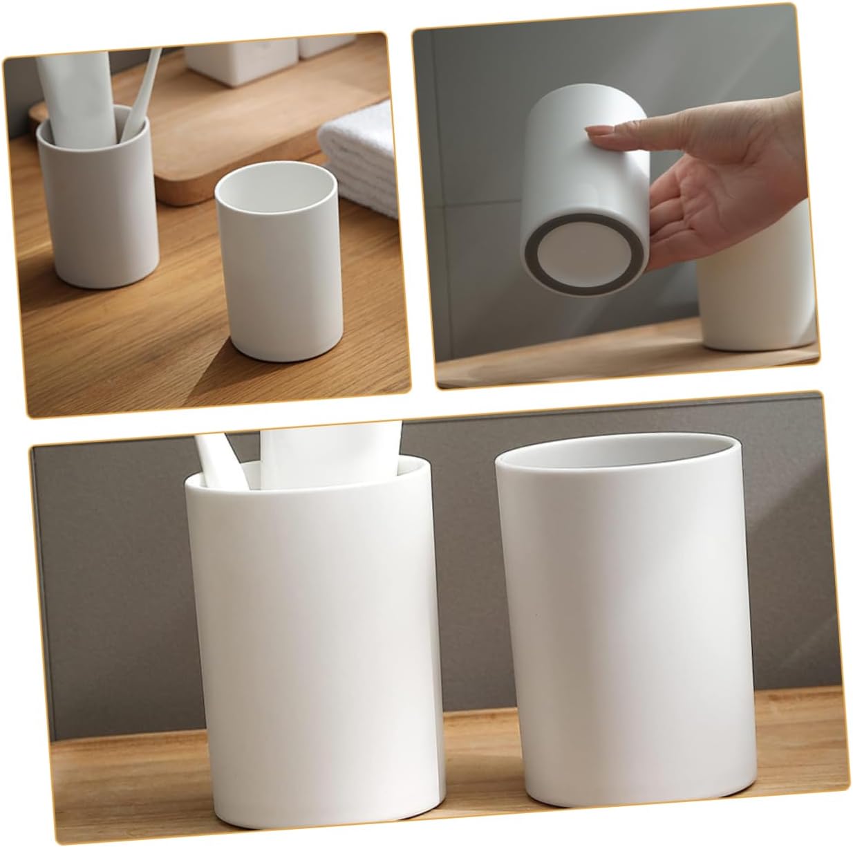 Luxshiny 2pcs Reusable Plastic Toothbrush Cups