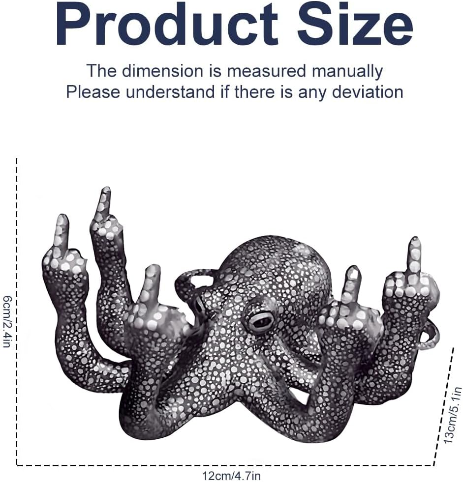 Kudriod Octopus Statue Black Resin Home Office Decor