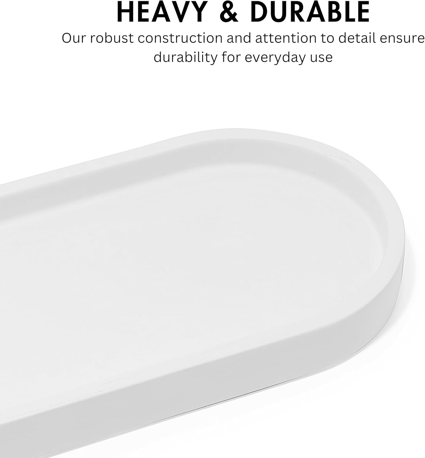 Matte White Round Soap Dispenser Tray Holds 2 Bottles