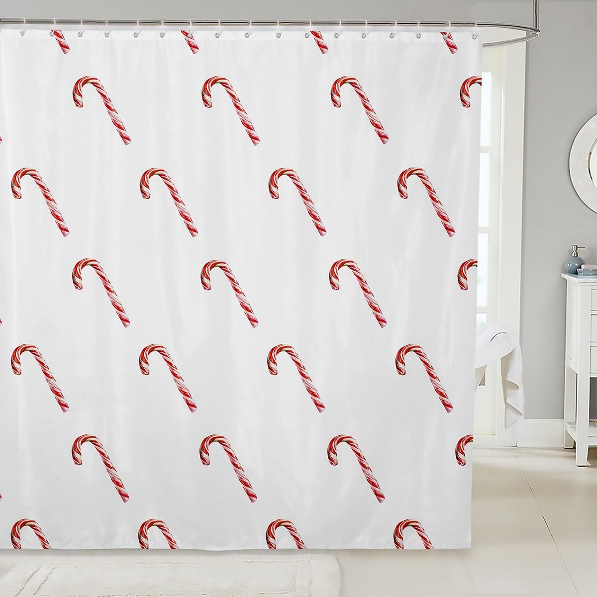 Feelyou Pink Bow Tie Christmas Shower Curtain Set