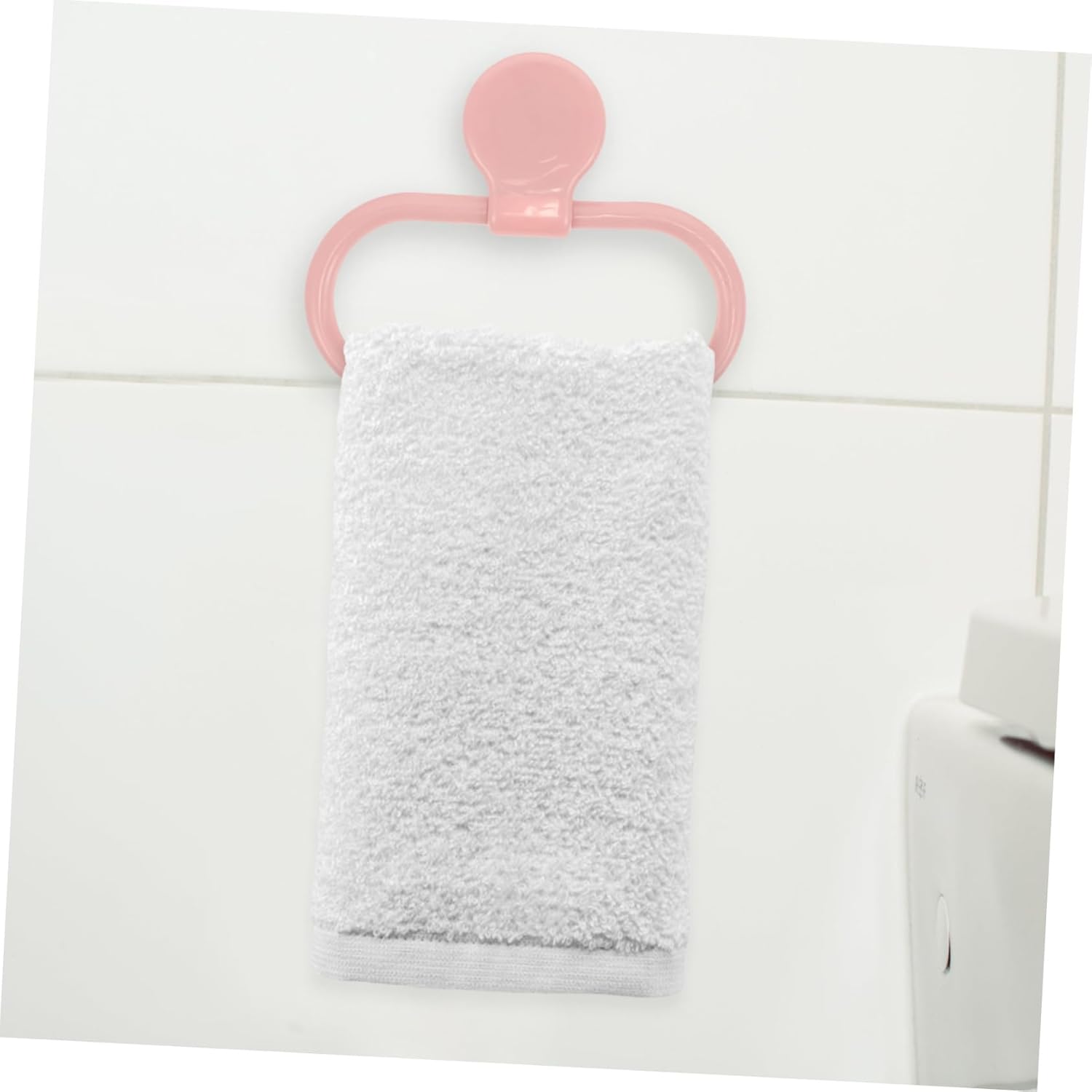 Pink Towel Holder Ring Self Adhesive No Drilling Required