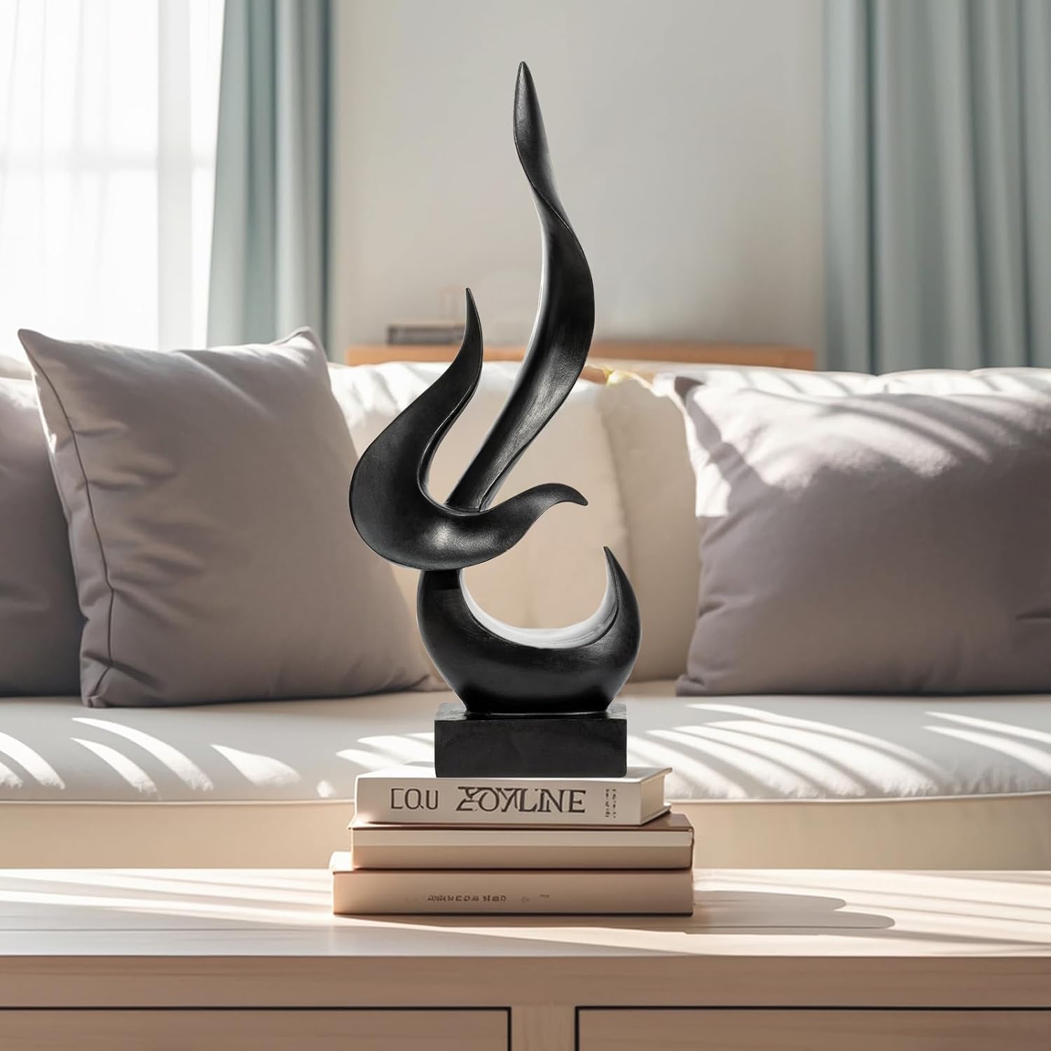 Modern Abstract Black Fire Flame Sculpture Art Statue
