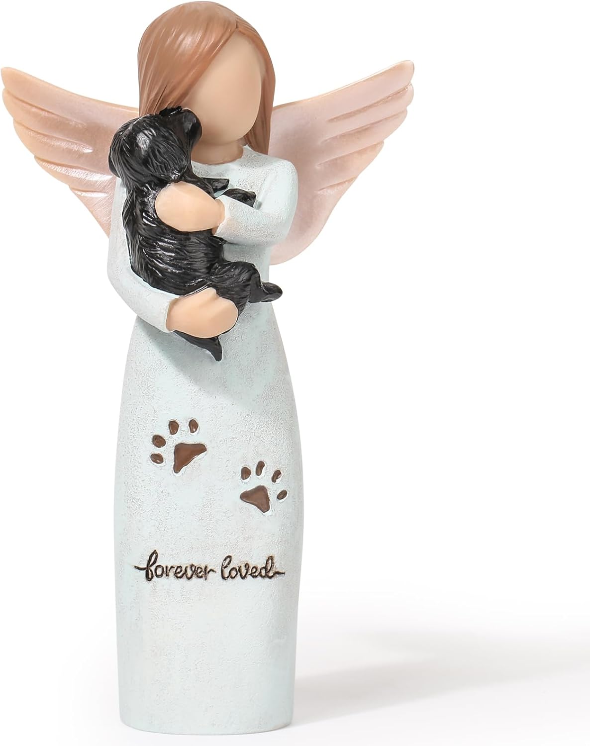 Yuideary Dog Memorial Gift - Angel Girl with Black Dog Figurine