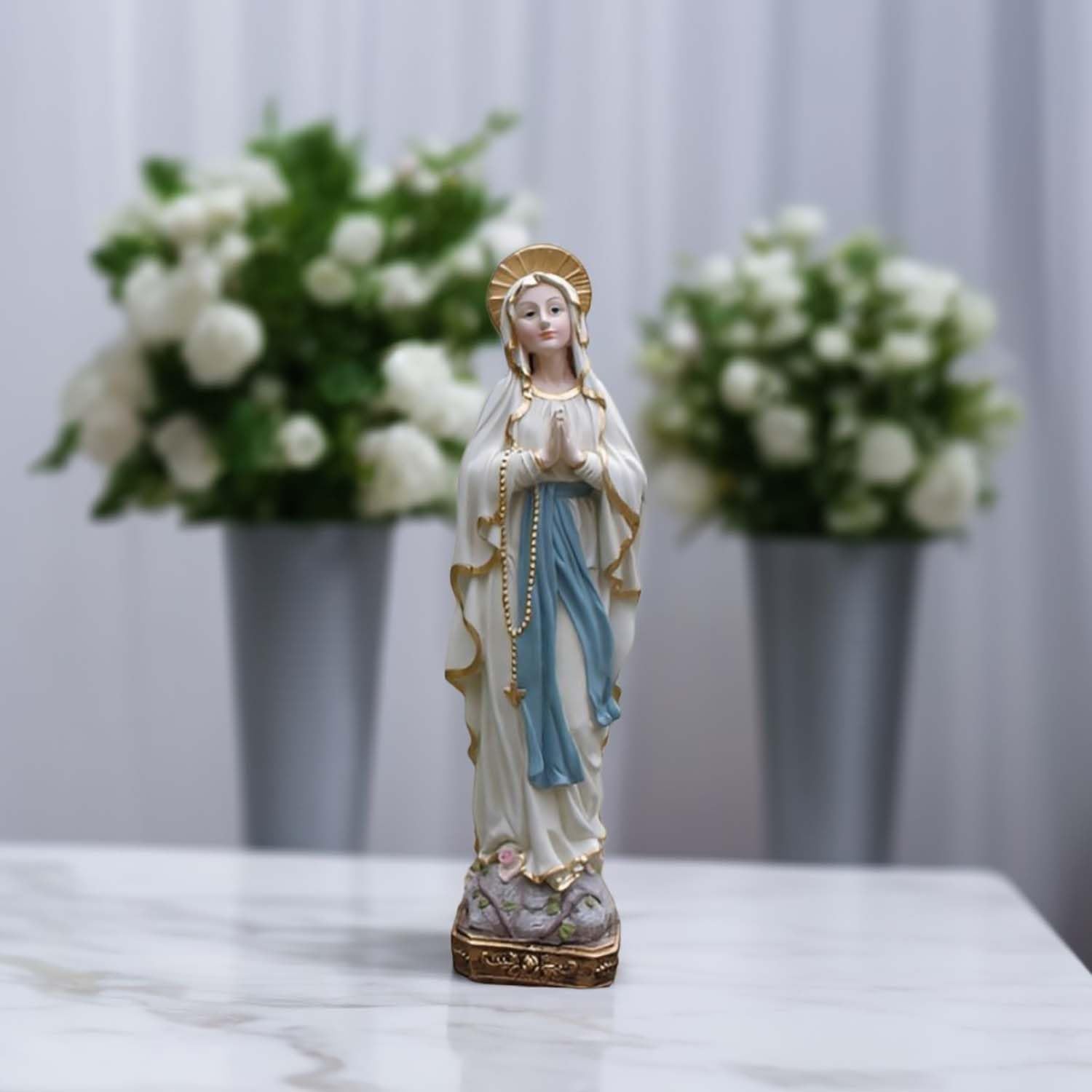 MeritMode 15 H Virgin Mary Praying Statue - Lourdes Catholic Collectible Figurine