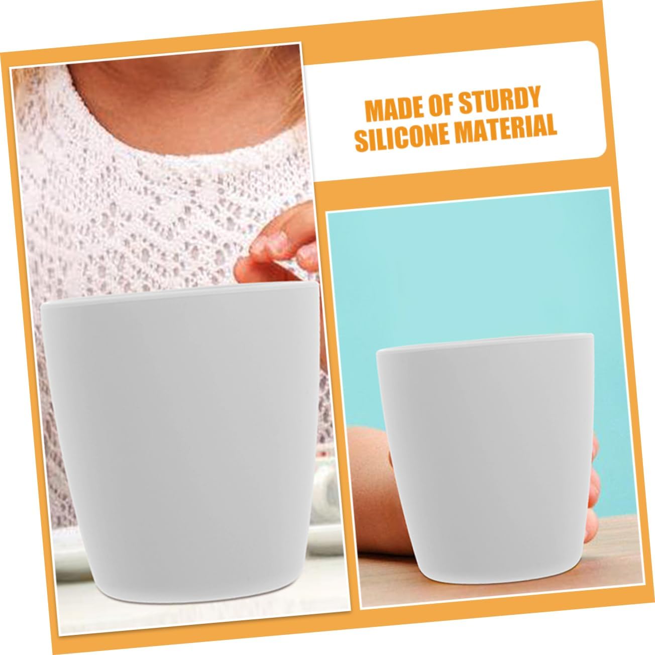 2pcs Unbreakable Silicone Cups for Training - Anti-Fall Design for Kids