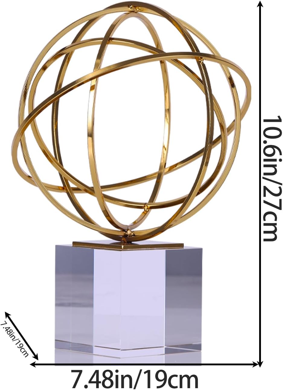 DOVDOV Gold Geometric Metal Knot Statue Crystal Base Decor