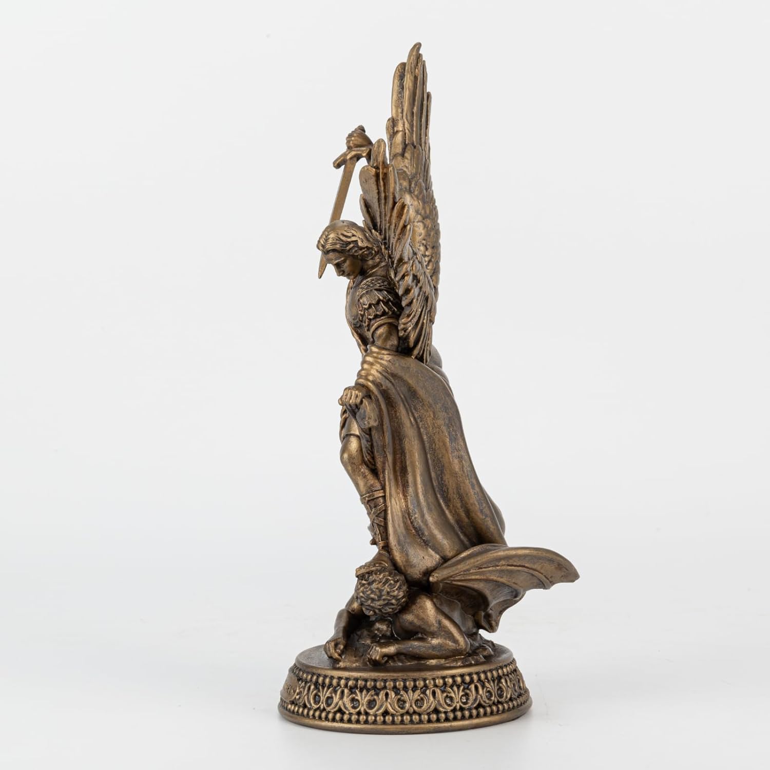 8 H Saint Michael Black Bronze Statue Religious Protection Sculpture