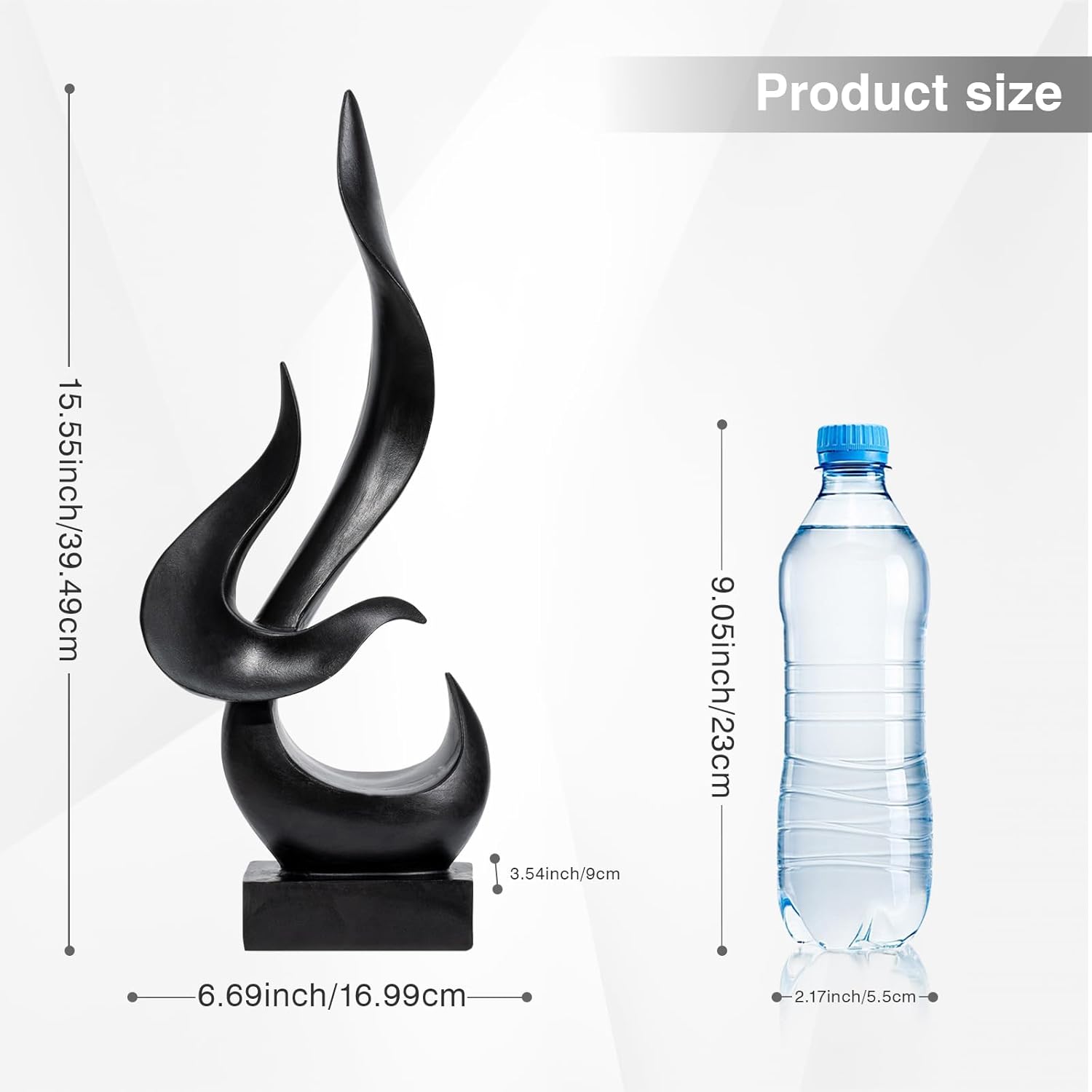 Modern Abstract Black Fire Flame Sculpture Art Statue