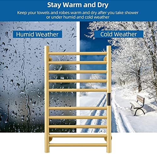 Gold Heated Towel Warmer with Built-In Timer