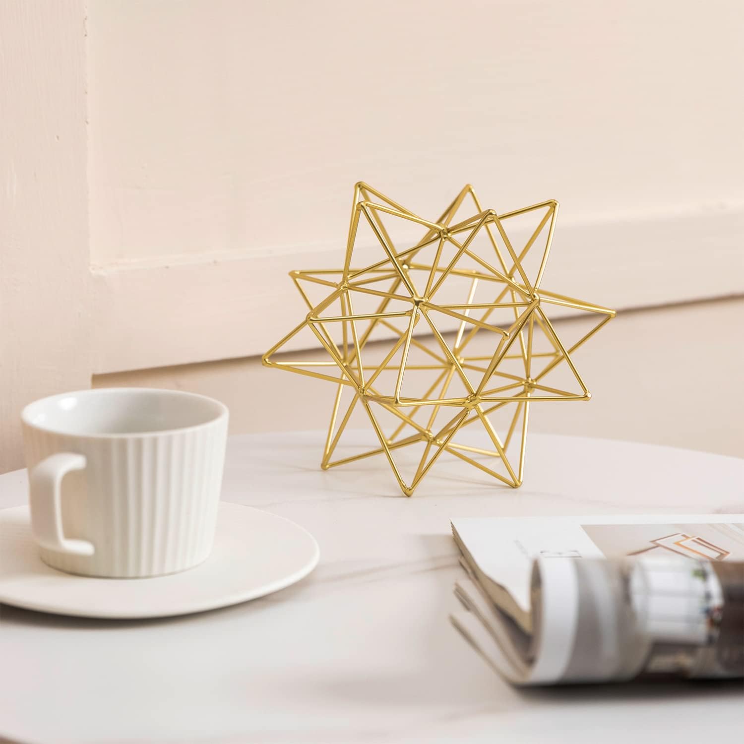 YiLifebes Metal Geometric Table Decor Sculpture Gold Finish