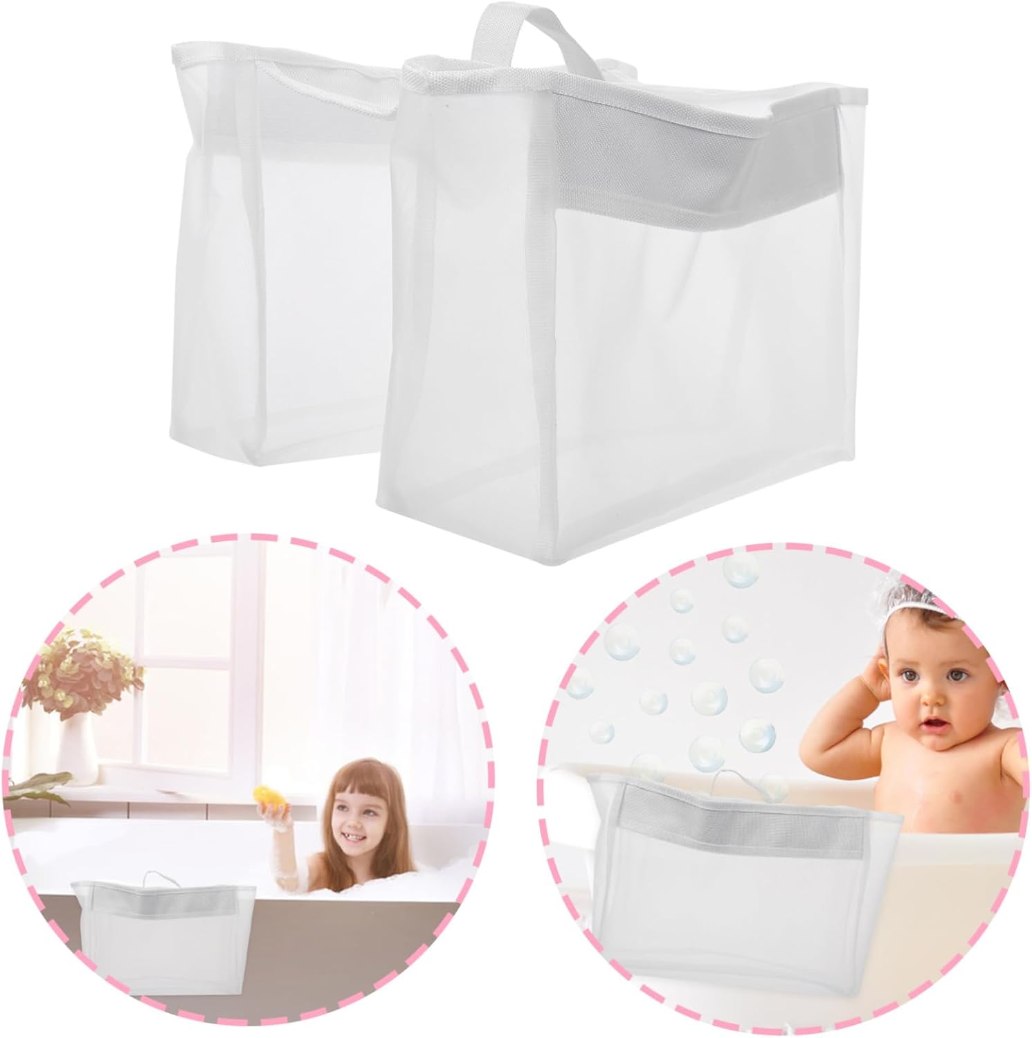 Cabilock Portable Mesh Bath Toy Organizer with Pockets