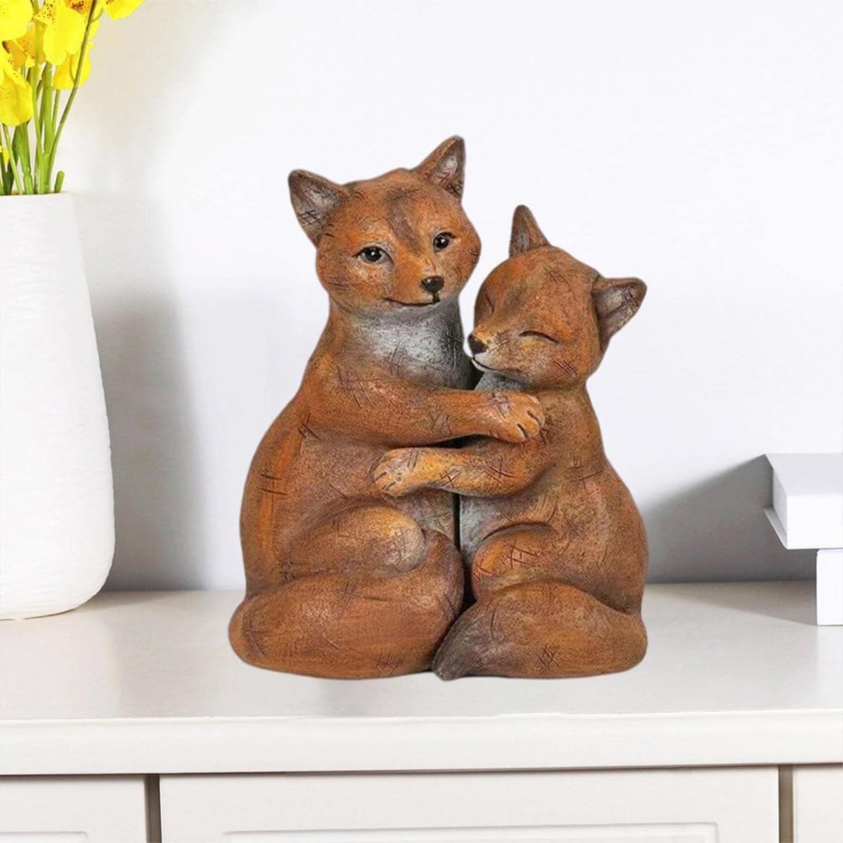 Cute Hugging Couple Fox Sculpture Valentines Decoration