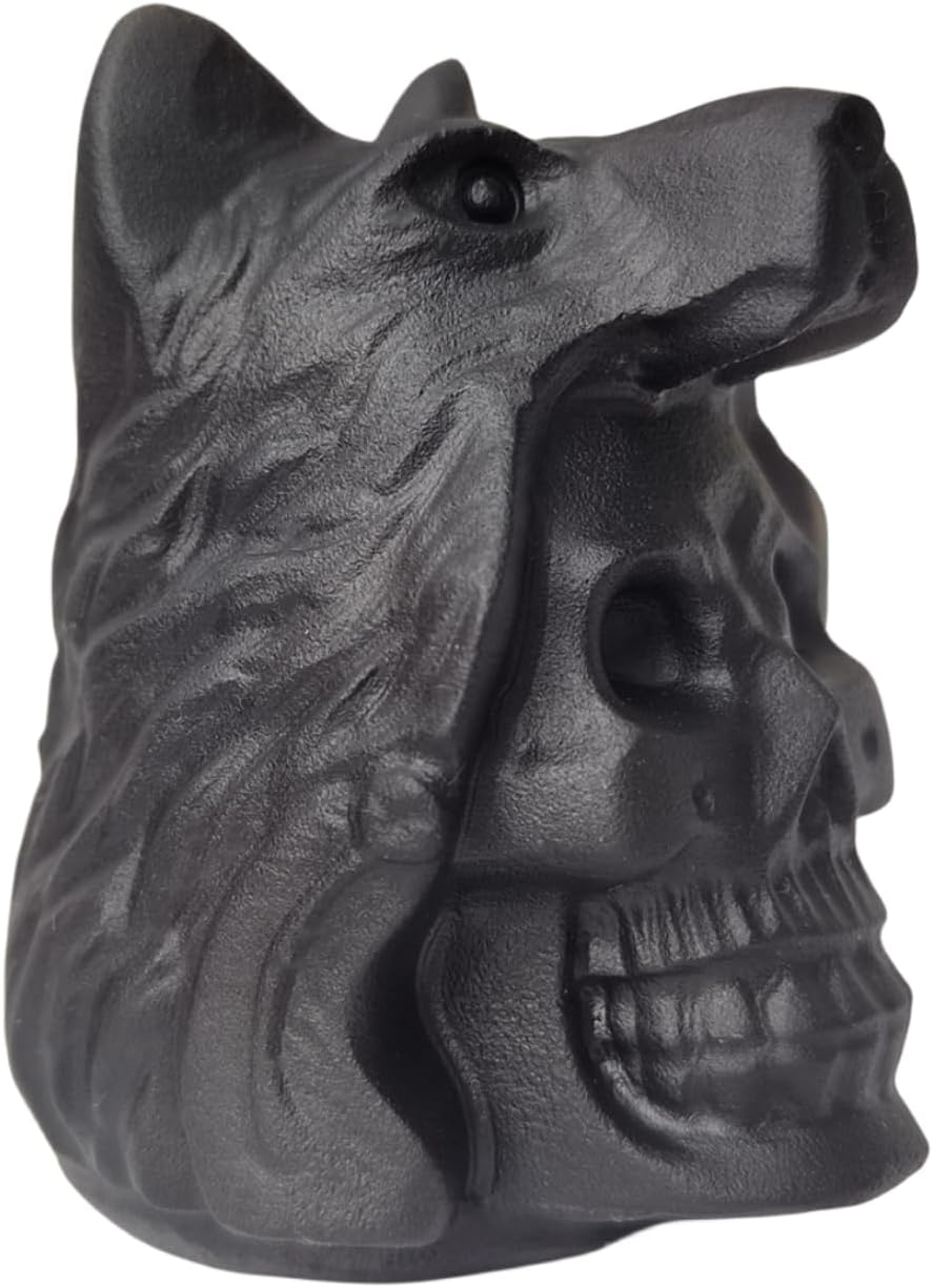 Obsidian Skull Wolf Crystal Figurine Decor Sculpture
