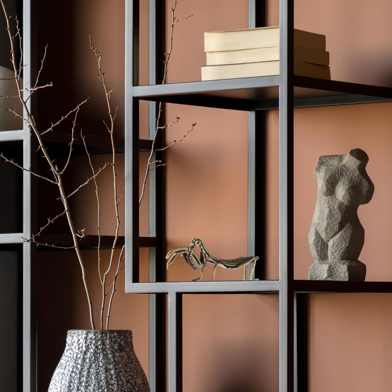 TOYANDONA Brass Mantis Sculpture - Golden Desktop Decor