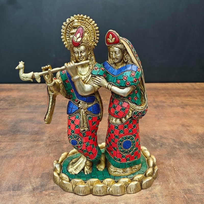 Statuestudio Radha Krishna Statue 10 Inch Brass
