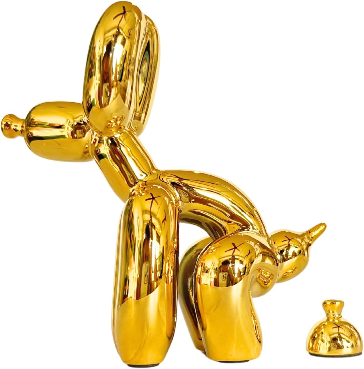 Pozbee Pooping Dog Sculpture Fun Gold Balloon Dog Statue