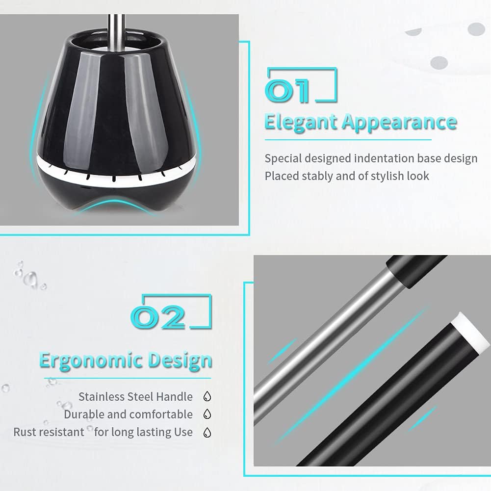 Toilet Brush with Holder and Silicone Bristles