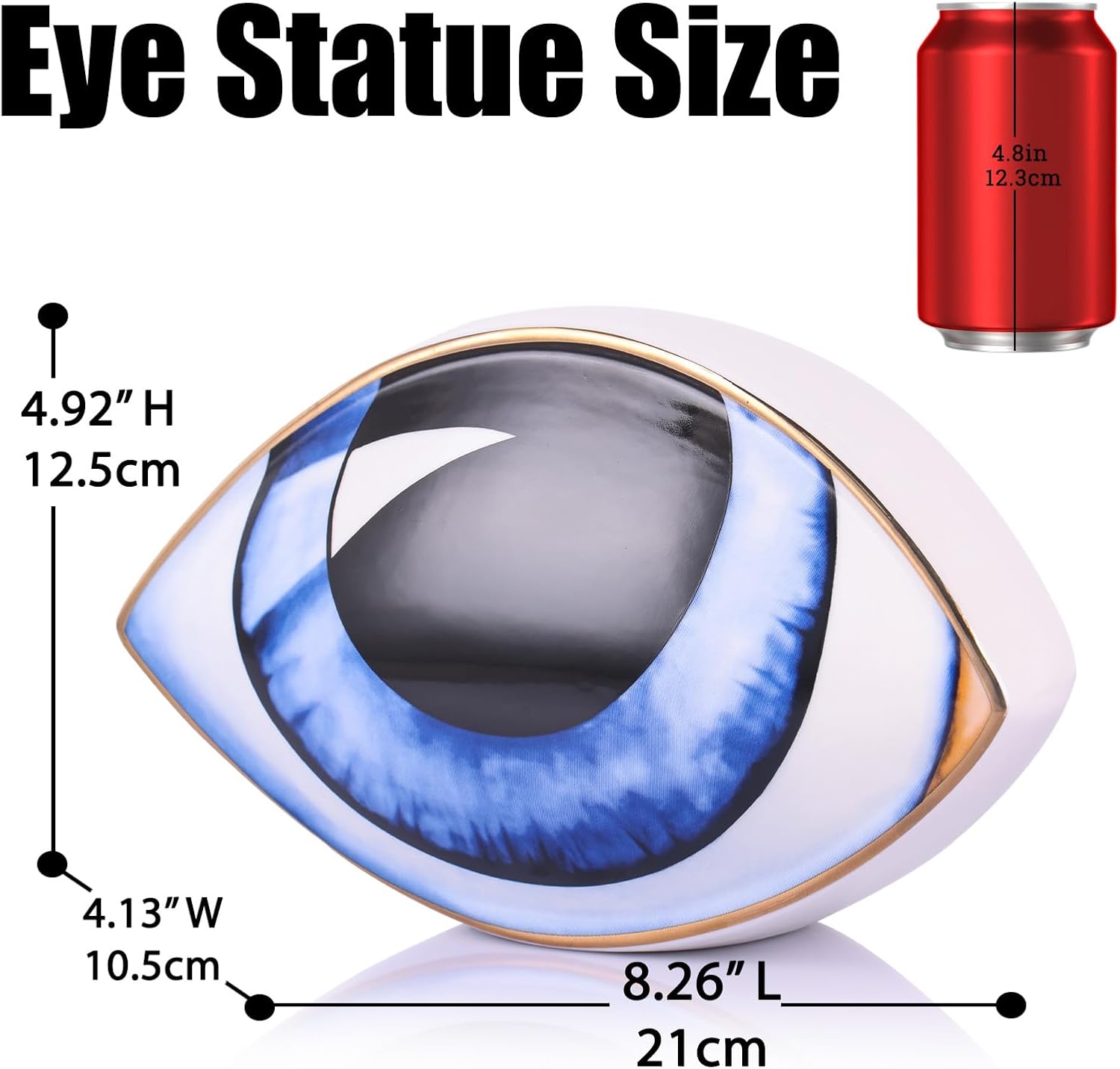 Blue Ceramic Eye Sculpture Modern Decor