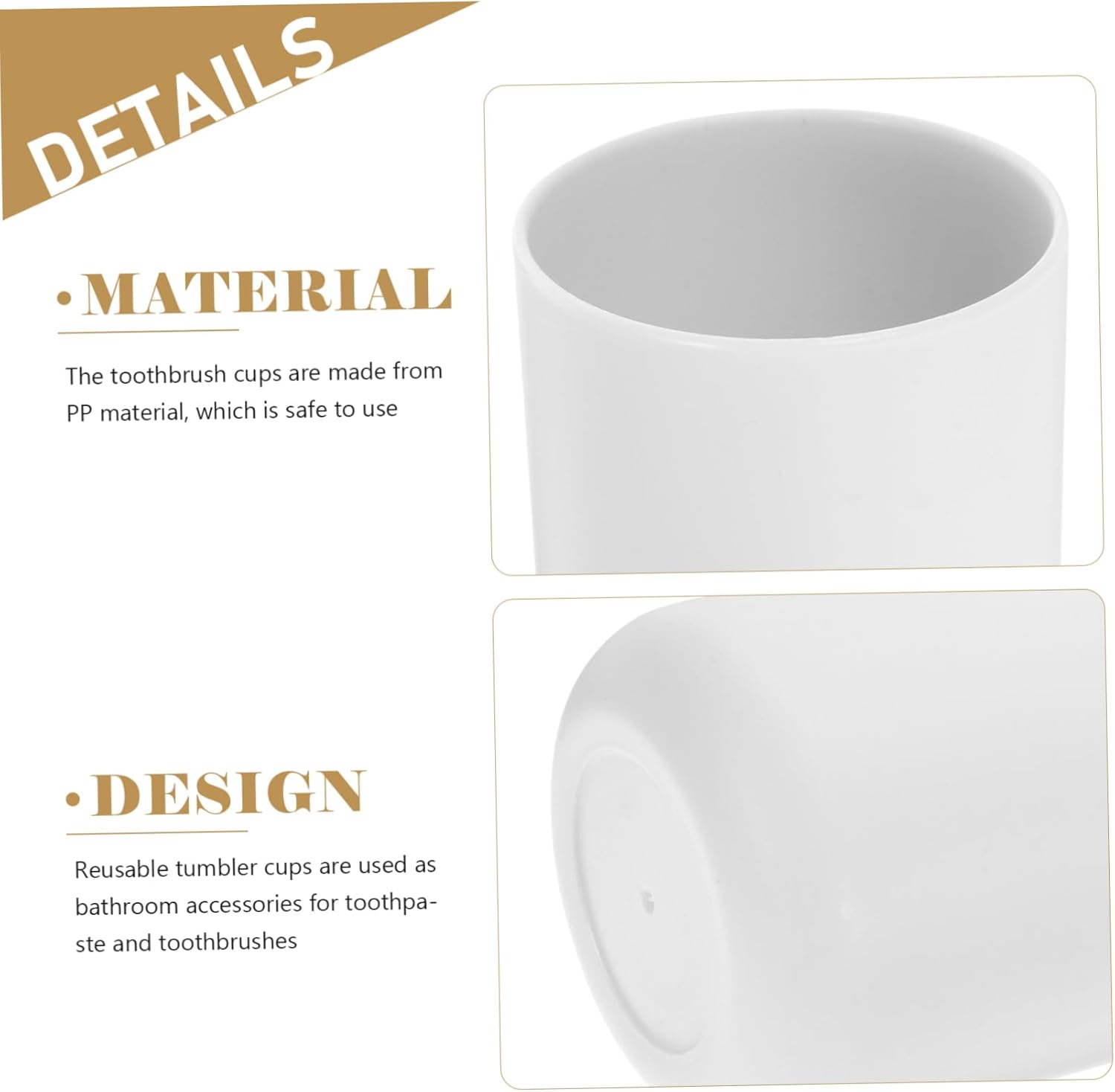 2pcs Lightweight PP Toothbrush Cups for Bathroom and Daily Use