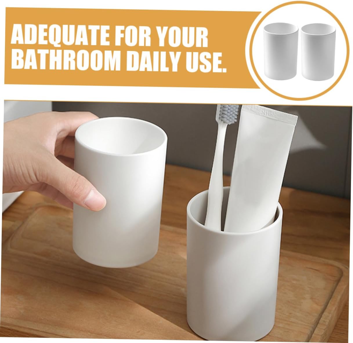 Luxshiny 2pcs Reusable Plastic Toothbrush Cups