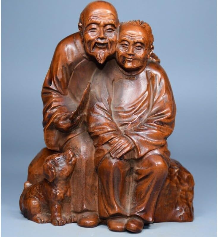 Boxwood Meditating Woman Statue Handcrafted Decor