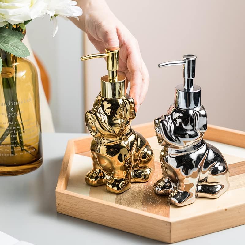 Black Dog Shape Ceramic Soap Dispenser with Pump