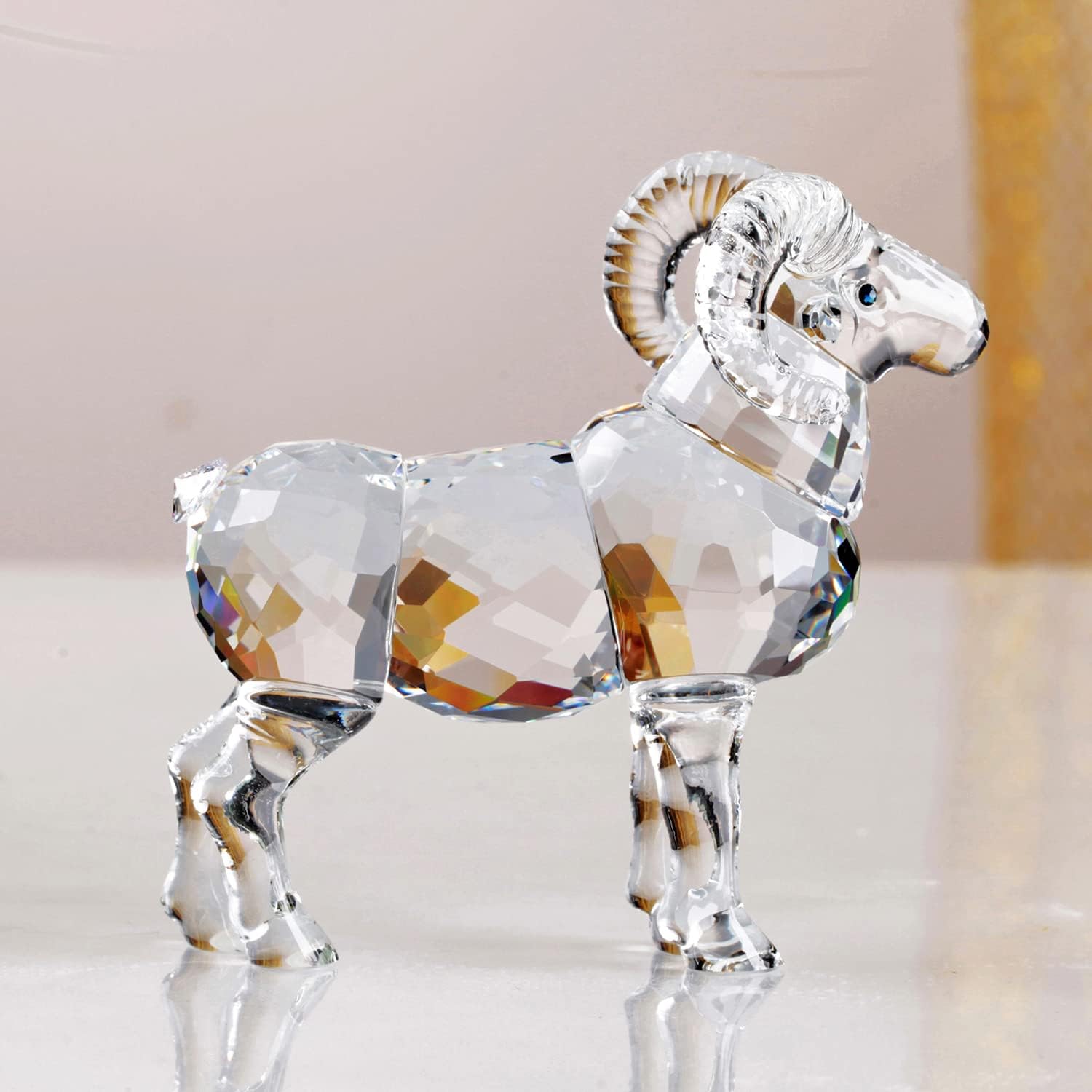 Realistic Crystal Goat Figurine Home Decor White