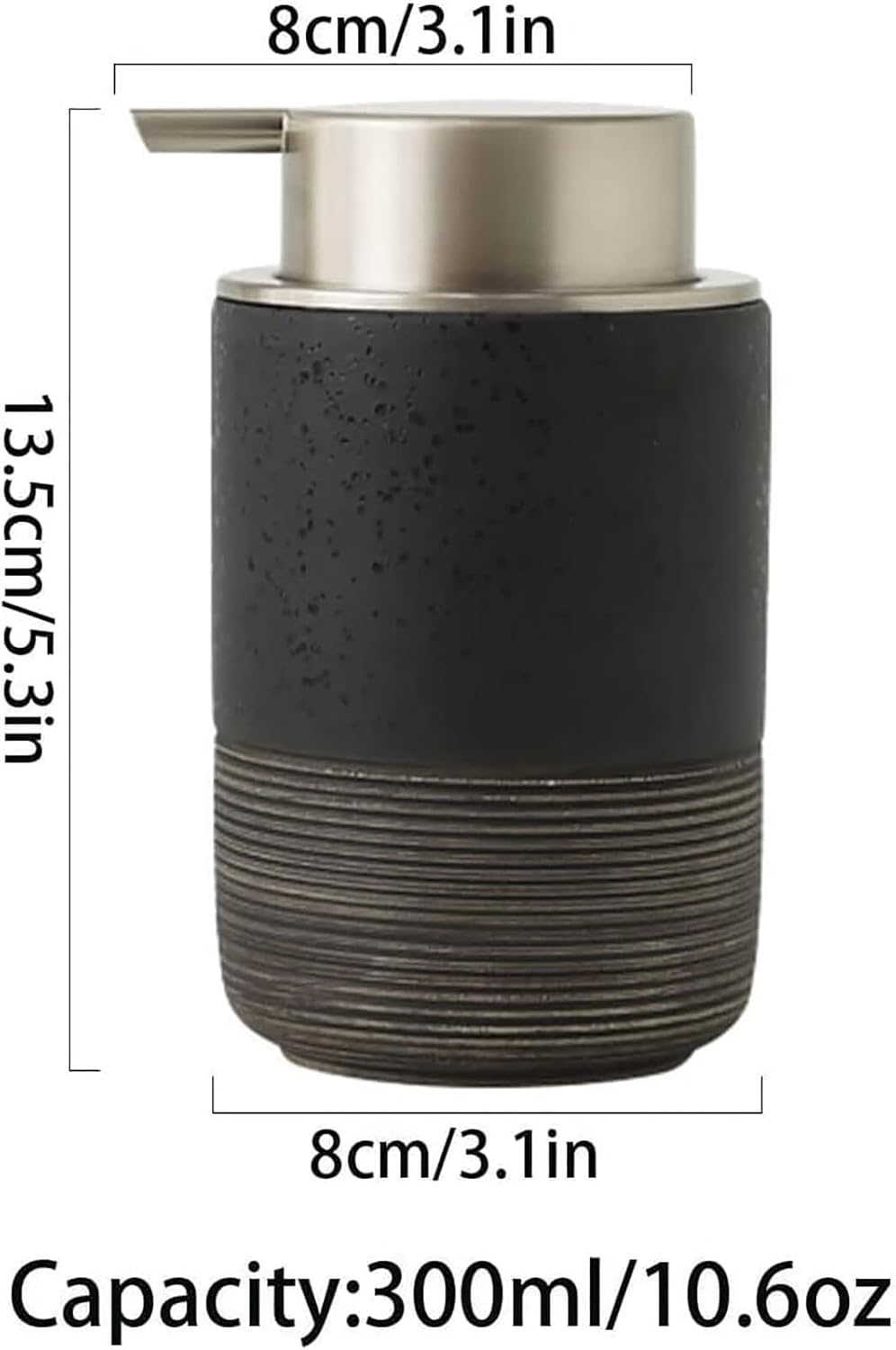Ceramic Hand Soap Dispenser Refillable Foaming Pump Black