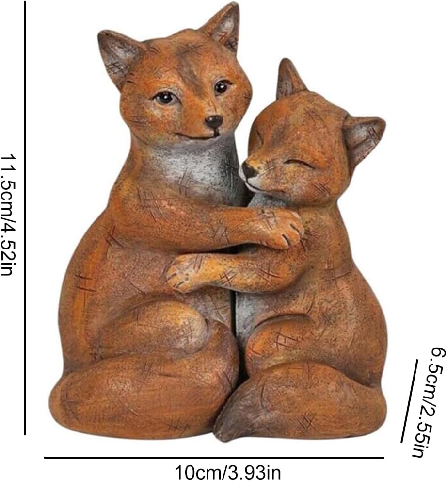 Cute Hugging Couple Fox Sculpture Valentines Decoration