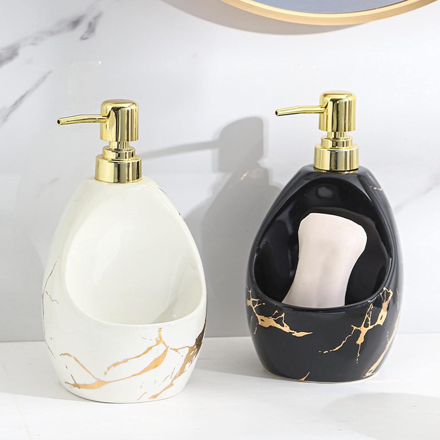 Duiaynke Countertop Soap Dispenser with Sponge Holder - Black