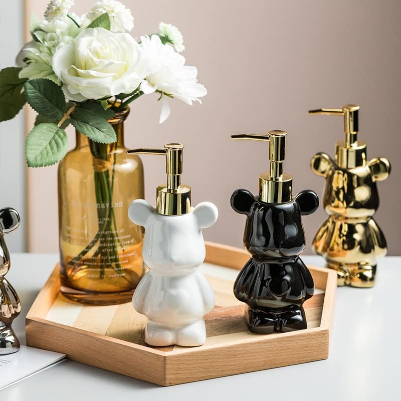 Cute Bear-Shaped Ceramic Soap Dispenser Black 1