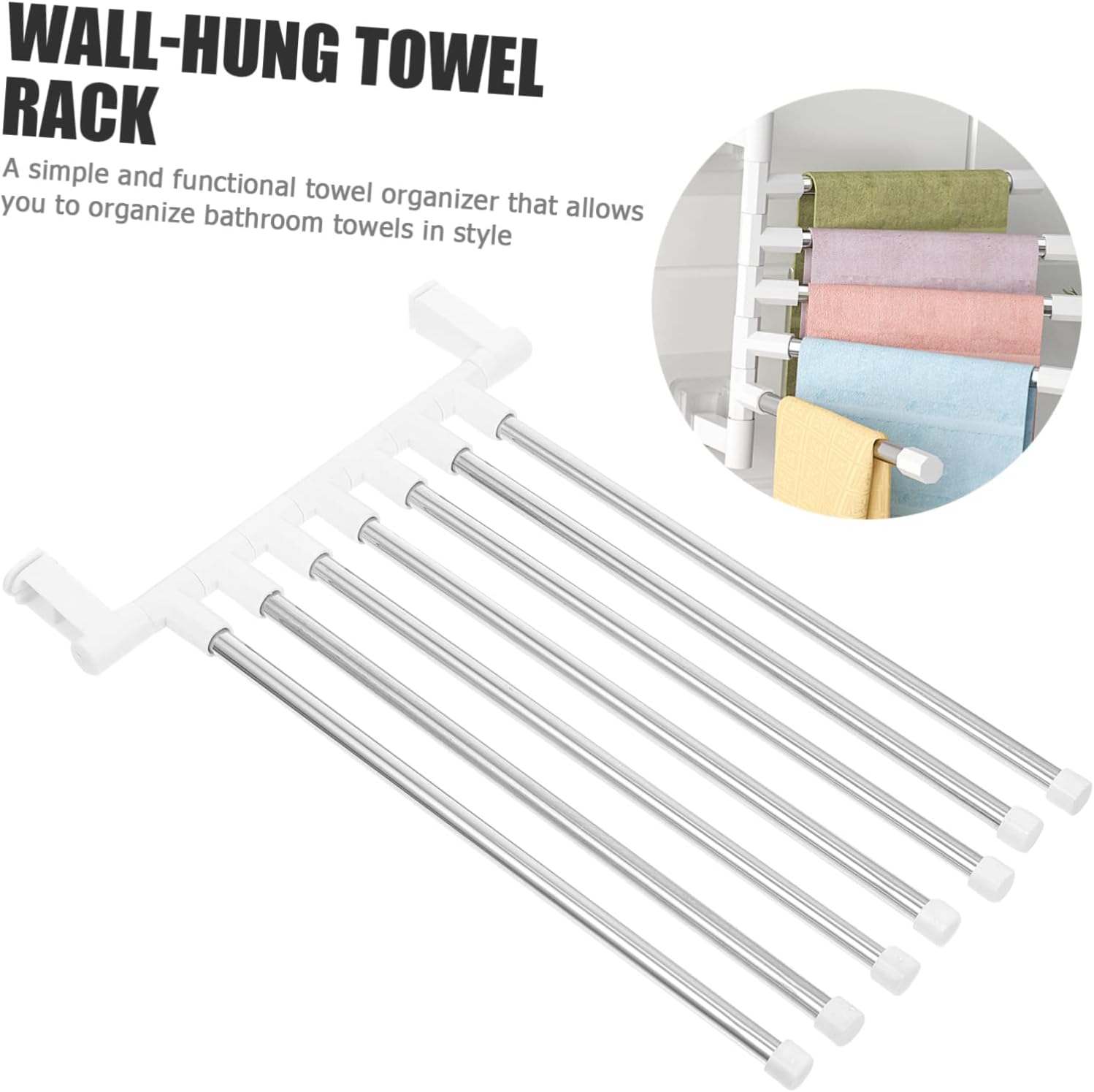 NUOBESTY 1Set Rotatory Towel Rack Stainless Steel