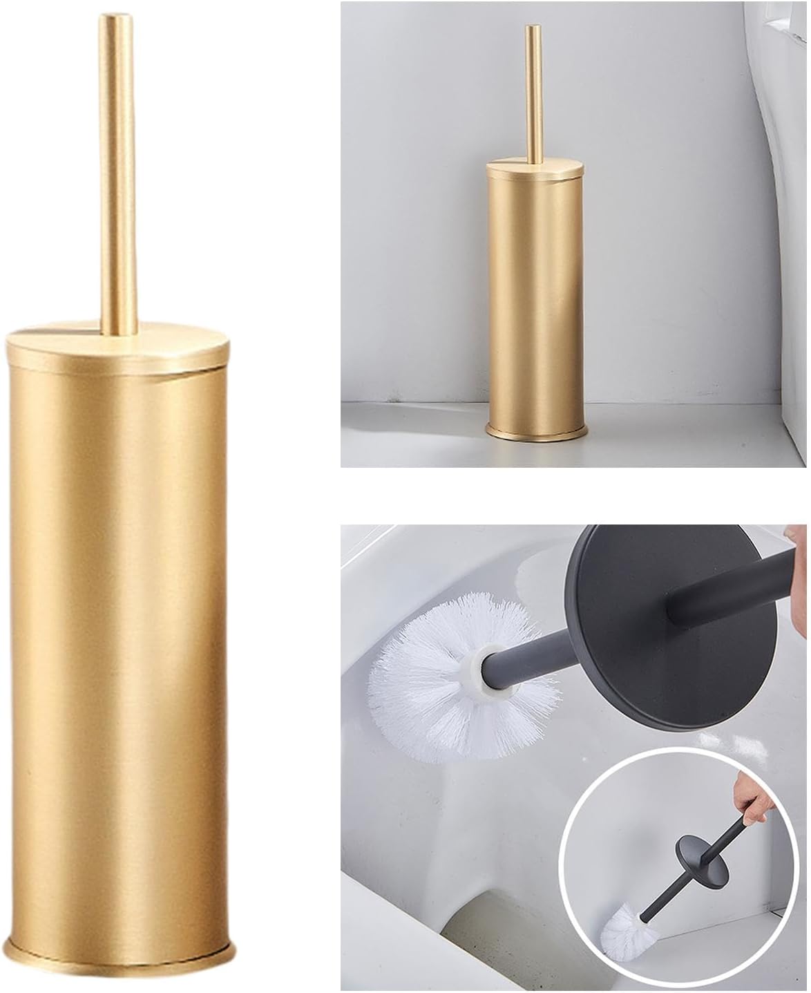 FytStycale Toilet Brush Set with Holder Gold