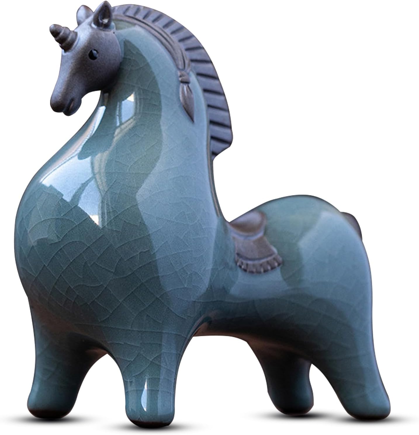HAOWUJIN Cyan-Blue Horse Sculpture Home Decor