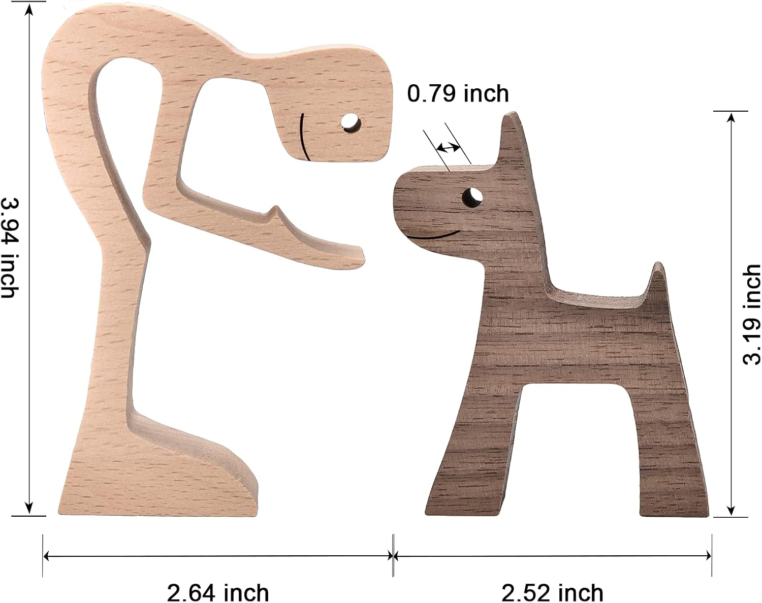 KINGNOW Accent Decor Men and Dog Wooden Statue