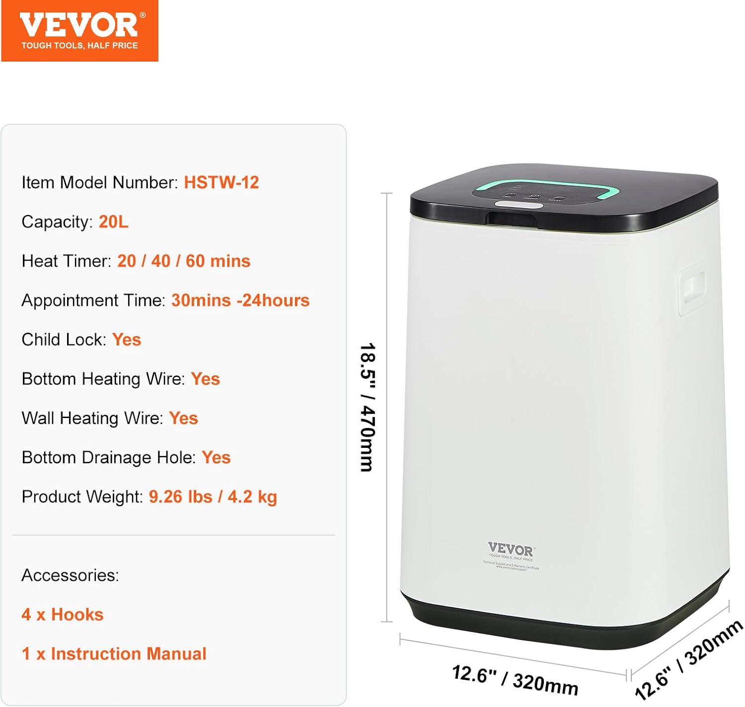 VEVOR Towel Warmer 20L with 24h Delay and Auto Shut Off