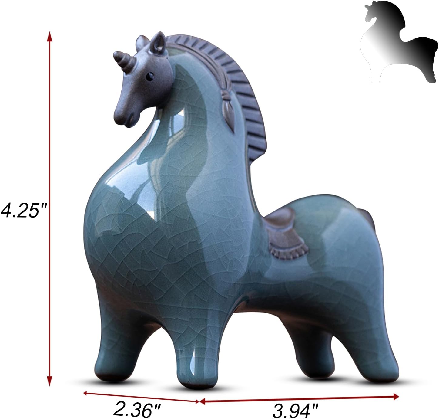 HAOWUJIN Cyan-Blue Horse Sculpture Home Decor
