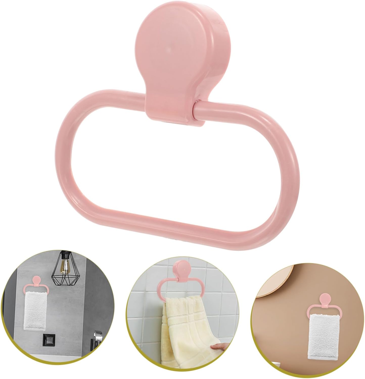 Pink Towel Holder Ring Self Adhesive No Drilling Required