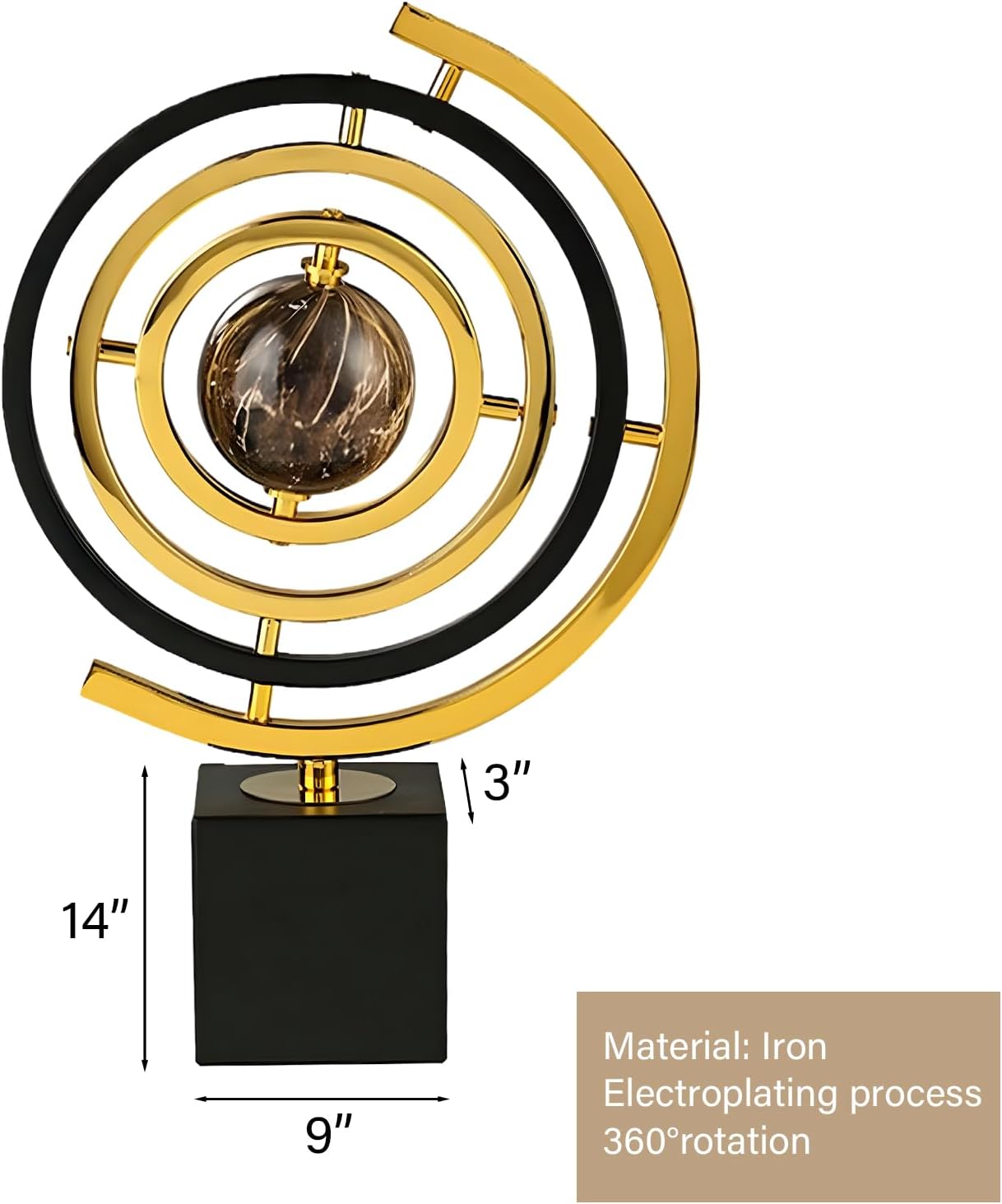 Modern Abstract Metal Globe Sculpture Decor