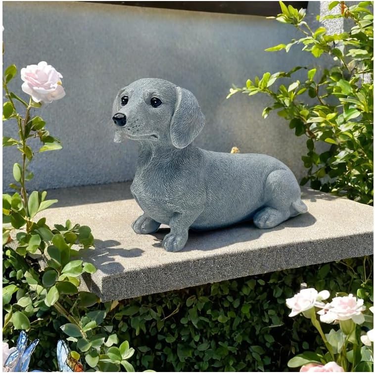 Dachshund Resin Figurine Decor - Grey