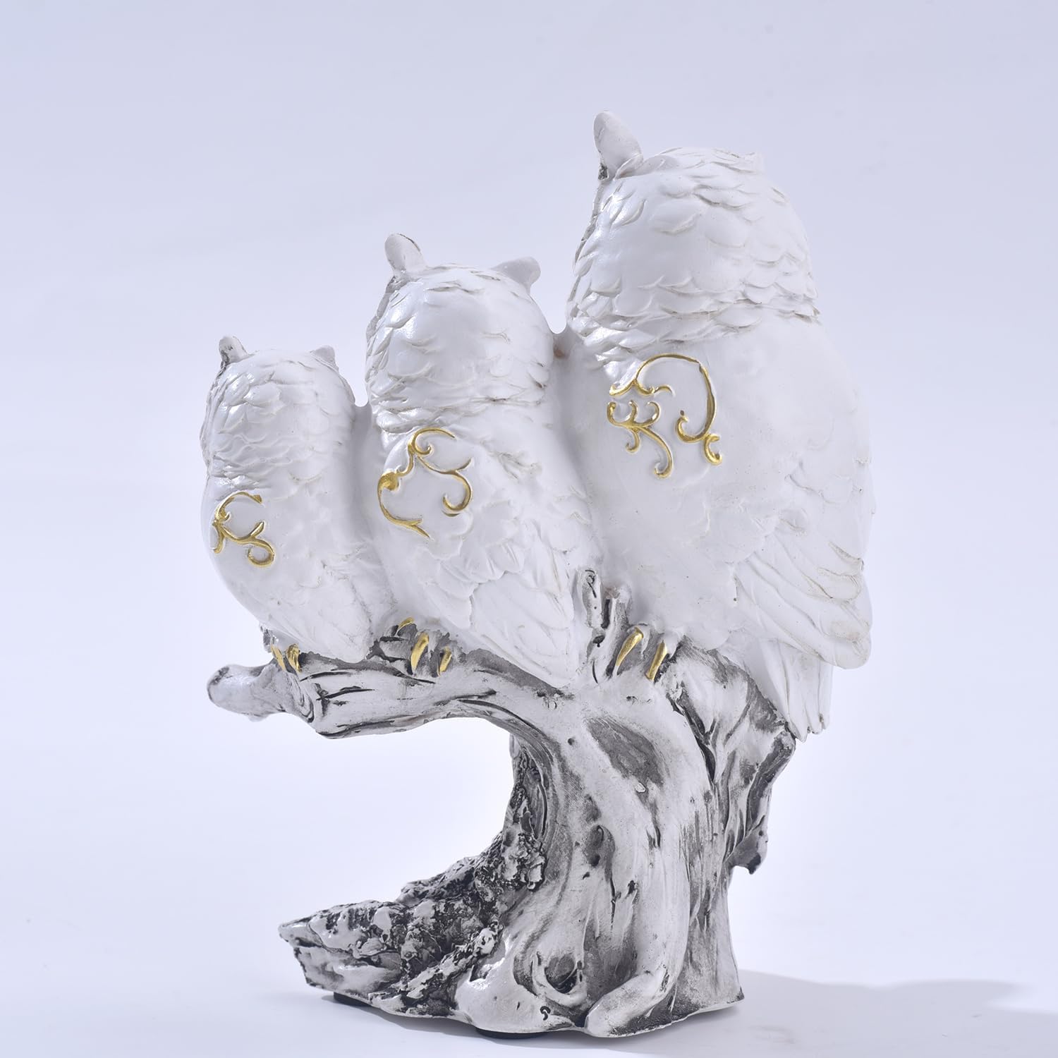 Realistic Family of Three Owls Resin Statue